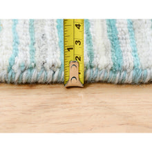 Load image into Gallery viewer, 9&#39;1&quot;x12&#39; Modern Design Plain Natural Wool Hand Loomed Ivory with Turquoise Oriental Rug FWR378258