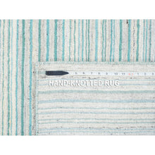 Load image into Gallery viewer, 9&#39;1&quot;x12&#39; Modern Design Plain Natural Wool Hand Loomed Ivory With Turquoise Oriental Rug FWR378258