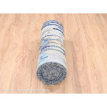 Load image into Gallery viewer, 2&#39;7&quot;x19&#39;7&quot; Blue With A Mix Of Gold Mosaic Design Wool And Silk Hand Knotted Persian Knot Oriental Xl Runner Rug FWR378348