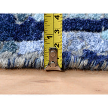 Load image into Gallery viewer, 2&#39;7&quot;x19&#39;7&quot; Blue With A Mix Of Gold Mosaic Design Wool And Silk Hand Knotted Persian Knot Oriental Xl Runner Rug FWR378348