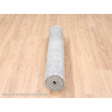 Load image into Gallery viewer, 4&#39;1&quot;x9&#39;9&quot; Wool And Silk Abstract With Mosaic Design Gray Hand Knotted Persian Knot Oriental Runner Rug FWR378372