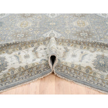 Load image into Gallery viewer, 14&#39;x16&#39; Organic Wool Karajeh And Geometric Design Frost Gray Hand Knotted Oriental Oversized Squarish Rug FWR378408