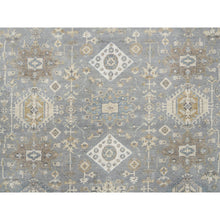 Load image into Gallery viewer, 14&#39;x16&#39; Organic Wool Karajeh And Geometric Design Frost Gray Hand Knotted Oriental Oversized Squarish Rug FWR378408