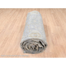 Load image into Gallery viewer, 14&#39;x16&#39; Organic Wool Karajeh And Geometric Design Frost Gray Hand Knotted Oriental Oversized Squarish Rug FWR378408