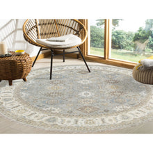 Load image into Gallery viewer, 12&#39;x12&#39; Frost Gray Karajeh And Geometric Design Organic Wool Hand Knotted Oriental Round Rug FWR378414
