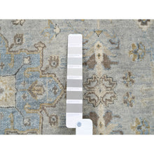 Load image into Gallery viewer, 12&#39;x12&#39; Frost Gray Karajeh And Geometric Design Organic Wool Hand Knotted Oriental Round Rug FWR378414