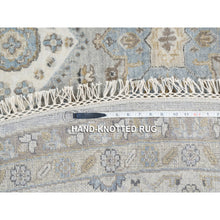 Load image into Gallery viewer, 12&#39;x12&#39; Frost Gray Karajeh And Geometric Design Organic Wool Hand Knotted Oriental Round Rug FWR378414