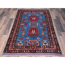 Load image into Gallery viewer, 3&#39;x4&#39;8&quot; Bayern Blue, Afghan Ersari with Turkish Knot, Caucasian Design Revival, Vegetable Dyes, Densely Woven, Hand Knotted, Soft and Velvety Wool, Oriental Rug FWR3780