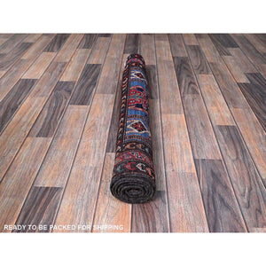 3'x4'8" Bayern Blue, Afghan Ersari with Turkish Knot, Caucasian Design Revival, Vegetable Dyes, Densely Woven, Hand Knotted, Soft and Velvety Wool, Oriental Rug FWR3780