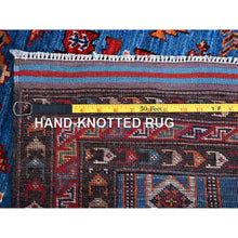 Load image into Gallery viewer, 3&#39;x4&#39;8&quot; Bayern Blue, Afghan Ersari With Turkish Knot, Caucasian Design Revival, Vegetable Dyes, Densely Woven, Hand Knotted, Soft And Velvety Wool, Oriental Rug FWR3780
