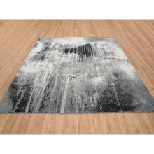 Load image into Gallery viewer, 8&#39;1&quot;x8&#39;1&quot; Wool And Silk Ivory Abstract Design Hand Knotted Oriental Square Rug FWR379068