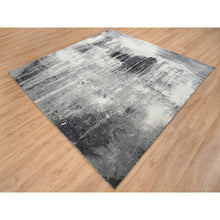 Load image into Gallery viewer, 8&#39;1&quot;x8&#39;1&quot; Wool And Silk Ivory Abstract Design Hand Knotted Oriental Square Rug FWR379068