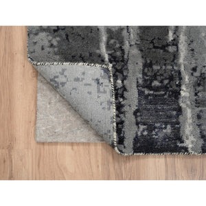 8'1"x8'1" Wool And Silk Ivory Abstract Design Hand Knotted Oriental Square Rug FWR379068