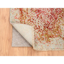 Load image into Gallery viewer, 2&#39;6&quot;x6&#39; Hand Knotted Ivory Persian Erased Medallion Design Wool And Pure Silk Oriental Runner Rug FWR379104