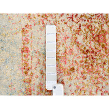 Load image into Gallery viewer, 2&#39;6&quot;x6&#39; Hand Knotted Ivory Persian Erased Medallion Design Wool And Pure Silk Oriental Runner Rug FWR379104