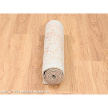 Load image into Gallery viewer, 2&#39;6&quot;x6&#39; Hand Knotted Ivory Persian Erased Medallion Design Wool And Pure Silk Oriental Runner Rug FWR379104