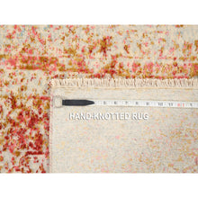 Load image into Gallery viewer, 2&#39;6&quot;x6&#39; Hand Knotted Ivory Persian Erased Medallion Design Wool And Pure Silk Oriental Runner Rug FWR379104
