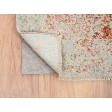 Load image into Gallery viewer, 4&#39;2&quot;x10&#39; Persian Erased Medallion Design Wool And Pure Silk Hand Knotted Ivory Oriental Wide Runner Rug FWR379140