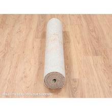 Load image into Gallery viewer, 4&#39;2&quot;x10&#39; Persian Erased Medallion Design Wool And Pure Silk Hand Knotted Ivory Oriental Wide Runner Rug FWR379140