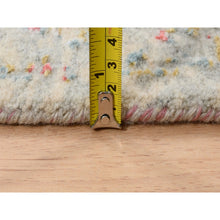 Load image into Gallery viewer, 4&#39;2&quot;x10&#39; Persian Erased Medallion Design Wool And Pure Silk Hand Knotted Ivory Oriental Wide Runner Rug FWR379140