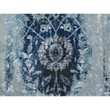 Load image into Gallery viewer, 2&#39;7&quot;x8&#39; Blue-Teal Persian Tabriz Broken Design Wool and Silk Hand Knotted Oriental Runner Rug FWR379146