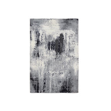 Load image into Gallery viewer, 3&#39;x4&#39;10&quot; Hand Knotted Ivory Abstract Design Wool and Silk Oriental Rug FWR379158