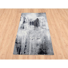 Load image into Gallery viewer, 3&#39;x4&#39;10&quot; Hand Knotted Ivory Abstract Design Wool And Silk Oriental Rug FWR379158