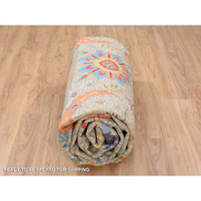 Load image into Gallery viewer, 9&#39;1&quot;x12&#39;4&quot; Silk With Textured Wool Hand Knotted Tan Sickle Leaf Design Oriental Rug FWR379194