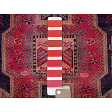 Load image into Gallery viewer, 2&#39;6&quot;x8&#39;10&quot; Wine Red, Vintage Northwest Persian With Bird Figurines, Shaved Down, Zero Pile, Sides And Ends Professionally Secured, Hand Knotted, Pure Wool, Runner, Oriental Rug FWR3786