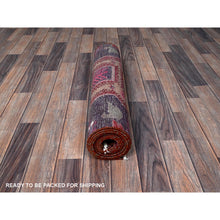 Load image into Gallery viewer, 2&#39;6&quot;x8&#39;10&quot; Wine Red, Vintage Northwest Persian With Bird Figurines, Shaved Down, Zero Pile, Sides And Ends Professionally Secured, Hand Knotted, Pure Wool, Runner, Oriental Rug FWR3786