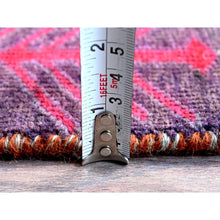 Load image into Gallery viewer, 2&#39;6&quot;x8&#39;10&quot; Wine Red, Vintage Northwest Persian With Bird Figurines, Shaved Down, Zero Pile, Sides And Ends Professionally Secured, Hand Knotted, Pure Wool, Runner, Oriental Rug FWR3786