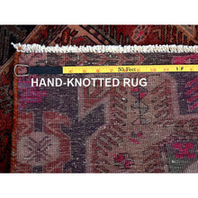 Load image into Gallery viewer, 2&#39;6&quot;x8&#39;10&quot; Wine Red, Vintage Northwest Persian With Bird Figurines, Shaved Down, Zero Pile, Sides And Ends Professionally Secured, Hand Knotted, Pure Wool, Runner, Oriental Rug FWR3786