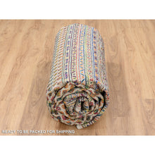 Load image into Gallery viewer, 8&#39;8&quot;x12&#39;2&quot; Hand Knotted Beige Sarouk Mir Inspired With Repetitive Boteh Design Colorful Wool And Sari Silk Oriental Rug FWR379236