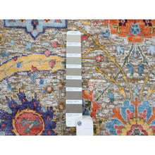 Load image into Gallery viewer, 4&#39;1&quot;x10&#39;3&quot; Silk With Textured Wool Hand Knotted Tan Sickle Leaf Design Oriental Wide Runner Rug FWR379284