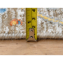 Load image into Gallery viewer, 4&#39;1&quot;x10&#39;3&quot; Silk With Textured Wool Hand Knotted Tan Sickle Leaf Design Oriental Wide Runner Rug FWR379284