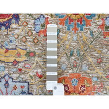 Load image into Gallery viewer, 4&#39;1&quot;x12&#39;2&quot; Tan Sickle Leaf Design Silk With Textured Wool Hand Knotted Oriental Wide Runner Rug FWR379290