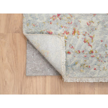 Load image into Gallery viewer, 8&#39;2&quot;x8&#39;2&quot; Hand Knotted Ivory Persian Erased Medallion Design Wool And Pure Silk Oriental Square Rug FWR379512