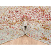 Load image into Gallery viewer, 8&#39;2&quot;x8&#39;2&quot; Hand Knotted Ivory Persian Erased Medallion Design Wool And Pure Silk Oriental Square Rug FWR379512