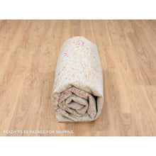 Load image into Gallery viewer, 8&#39;2&quot;x8&#39;2&quot; Hand Knotted Ivory Persian Erased Medallion Design Wool And Pure Silk Oriental Square Rug FWR379512