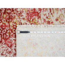 Load image into Gallery viewer, 8&#39;2&quot;x8&#39;2&quot; Hand Knotted Ivory Persian Erased Medallion Design Wool And Pure Silk Oriental Square Rug FWR379512