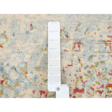 Load image into Gallery viewer, 10&#39;1&quot;x10&#39;1&quot; Wool And Pure Silk Hand Knotted Ivory Persian Erased Medallion Design Oriental Square Rug FWR379518