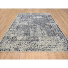 Load image into Gallery viewer, 9&#39;1&quot;x12&#39; Hand Loomed Light Gray Fine Jacquard with Erased Design Wool and Art Silk Oriental Rug FWR379536