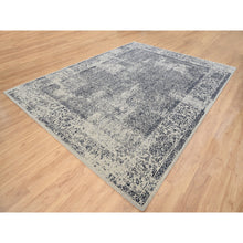Load image into Gallery viewer, 9&#39;1&quot;x12&#39; Hand Loomed Light Gray Fine Jacquard with Erased Design Wool and Art Silk Oriental Rug FWR379536