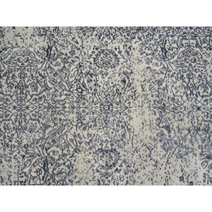 9'1"x12' Hand Loomed Light Gray Fine Jacquard with Erased Design Wool and Art Silk Oriental Rug FWR379536