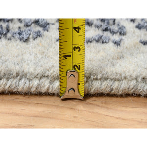 9'1"x12' Hand Loomed Light Gray Fine Jacquard with Erased Design Wool and Art Silk Oriental Rug FWR379536