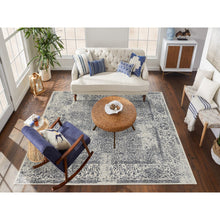 Load image into Gallery viewer, 8&#39;x8&#39; Fine Jacquard with Erased Design Wool and Plant Based Silk Hand Loomed Light Gray Oriental Square Rug FWR379542