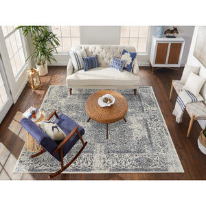 8'x8' Fine Jacquard with Erased Design Wool and Plant Based Silk Hand Loomed Light Gray Oriental Square Rug FWR379542
