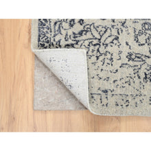 Load image into Gallery viewer, 8&#39;x8&#39; Fine Jacquard with Erased Design Wool and Plant Based Silk Hand Loomed Light Gray Oriental Square Rug FWR379542