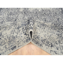 Load image into Gallery viewer, 8&#39;x8&#39; Fine Jacquard With Erased Design Wool And Plant Based Silk Hand Loomed Light Gray Oriental Square Rug FWR379542