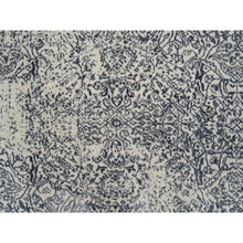 Load image into Gallery viewer, 8&#39;x8&#39; Fine Jacquard with Erased Design Wool and Plant Based Silk Hand Loomed Light Gray Oriental Square Rug FWR379542